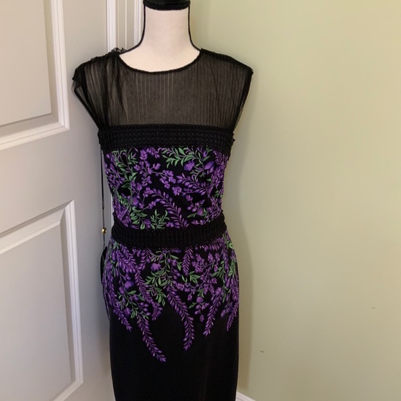 Size 10 purple and black. TADASHI SHOJI DRESS - Picture 2 of 2